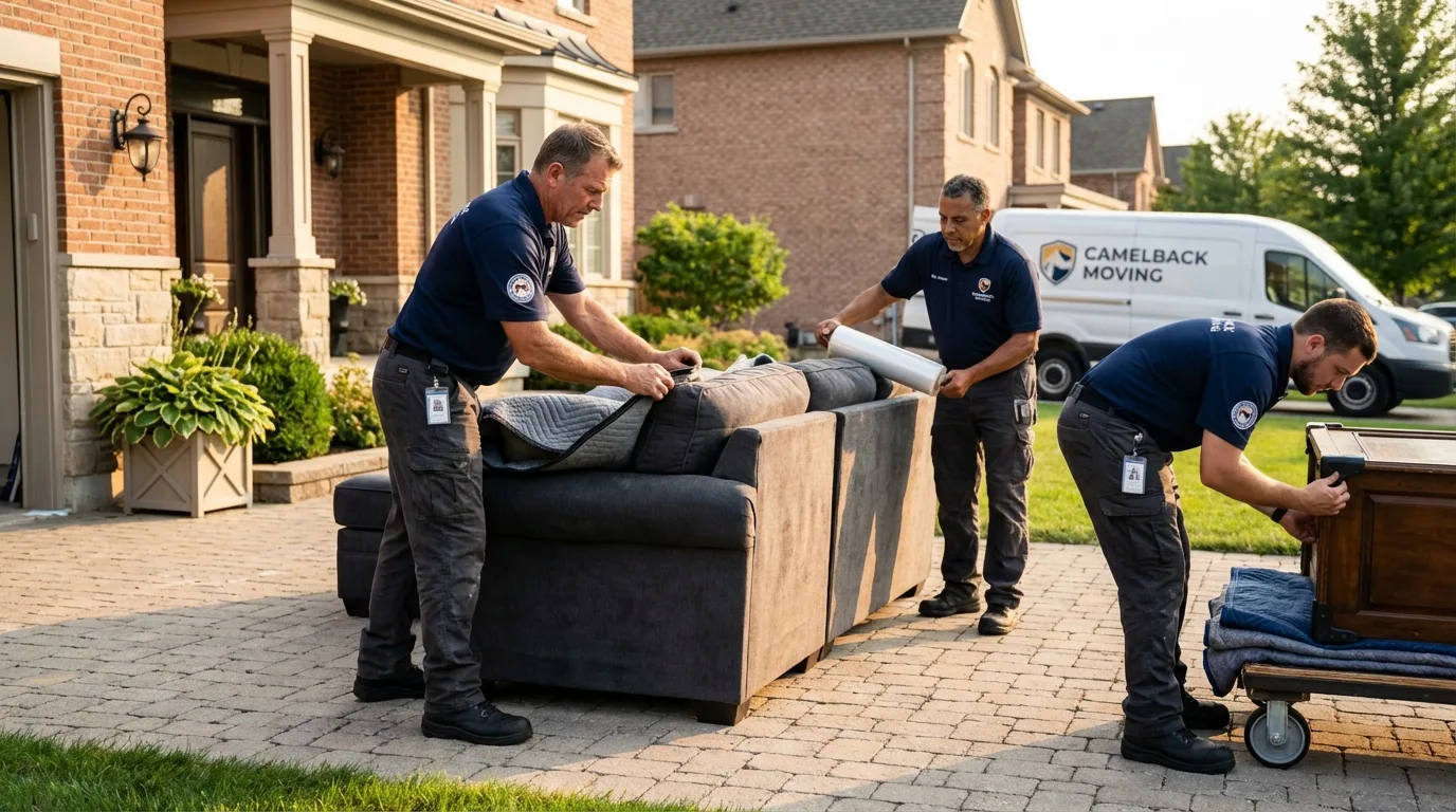Large estate moving crew wrapping furniture in Surgoinsville, TN