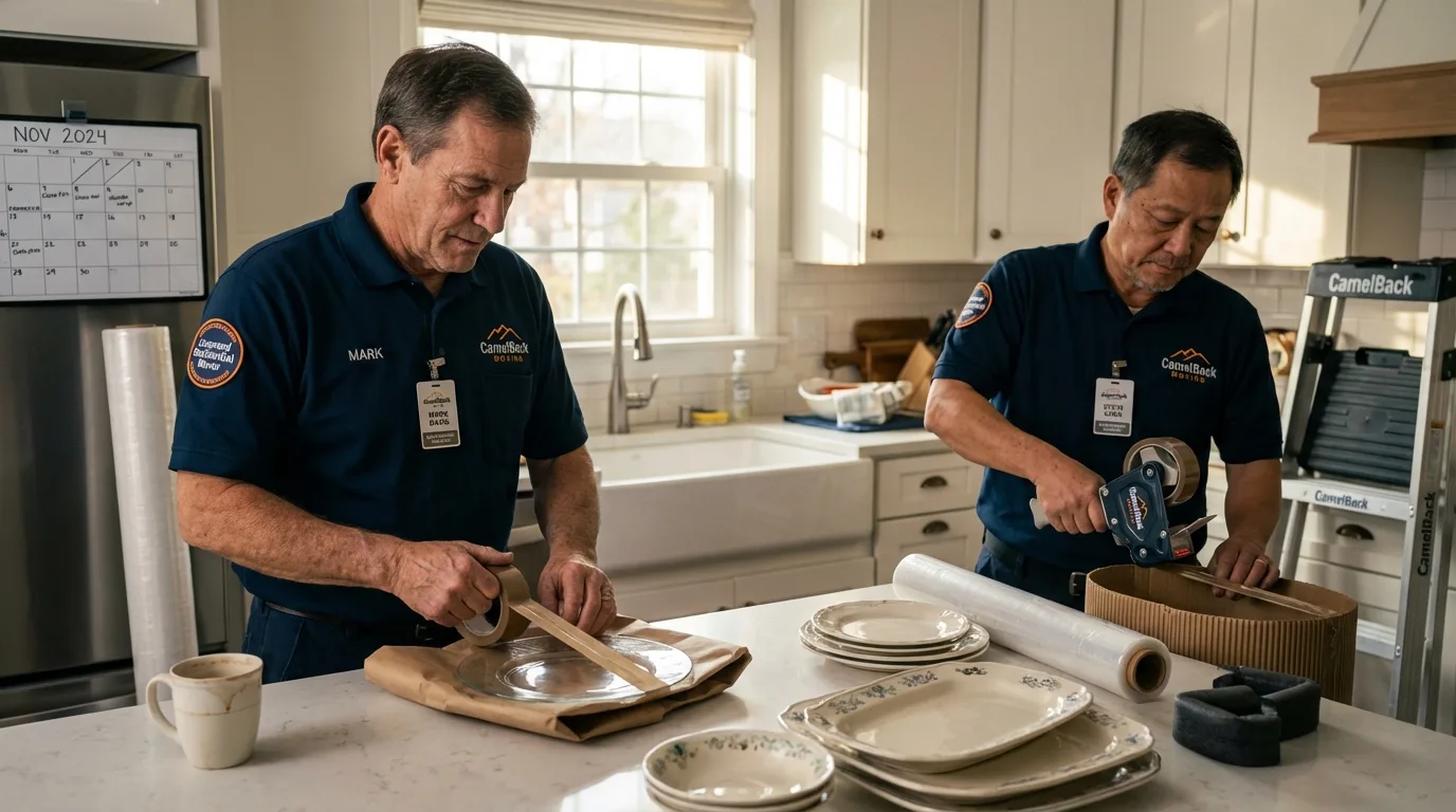 Professional crew packing kitchen dishware in Surgoinsville, TN